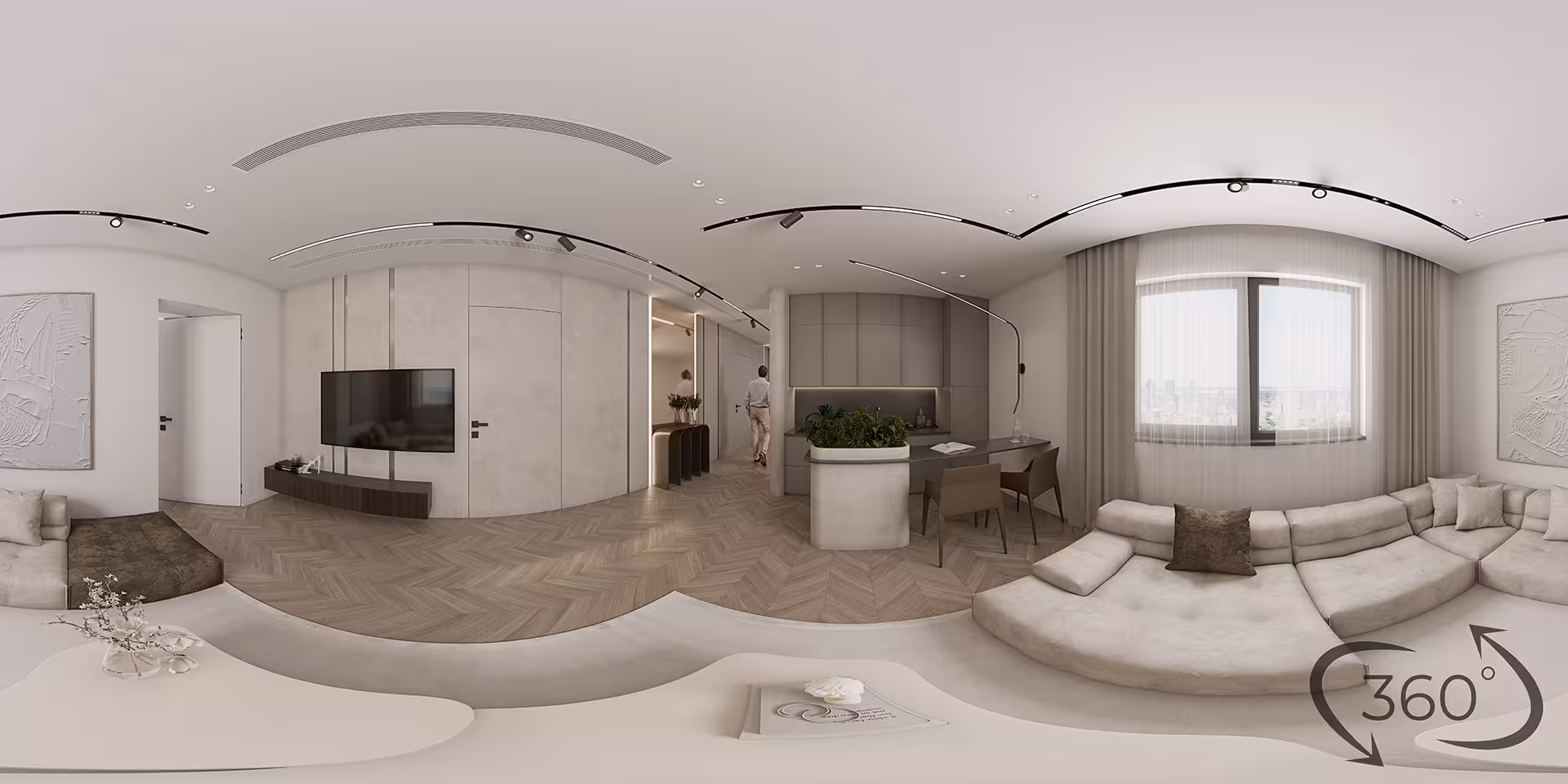 VR architectural visualization of ABD Villa interior design in immersive 360 view